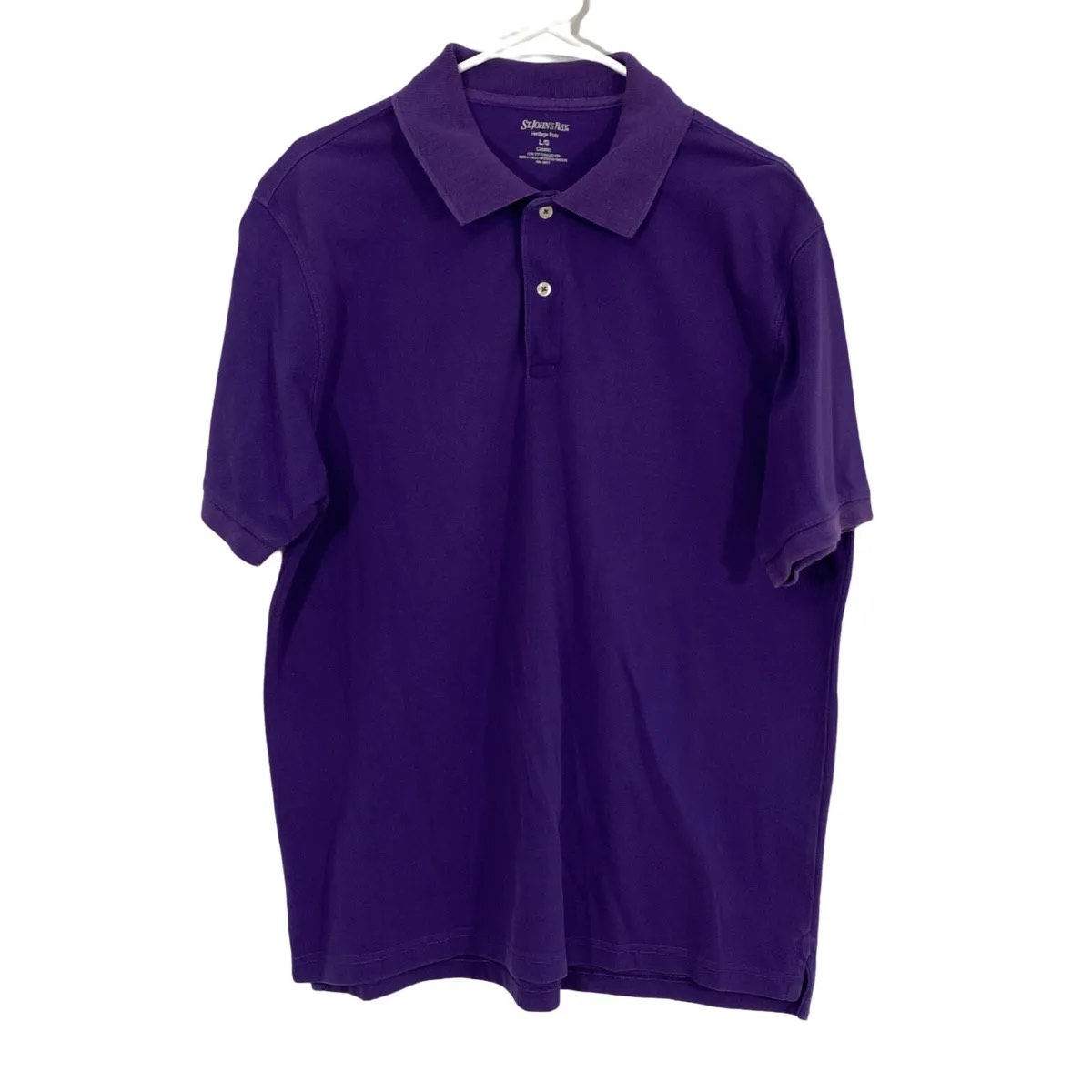 St Johns Bay Mens Polo T-Shirt, Mulberry Purple/White Trim, Large