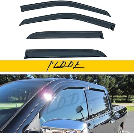 PLDDE 4pcs Compatible with 09-18 Ram 1500 10-18 2500/3500/4500/5500 Crew Cab & Mega Cab Front+Rear Sun/Rain Guard Outside Mount Window Visors