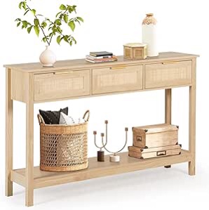 Rattan console table