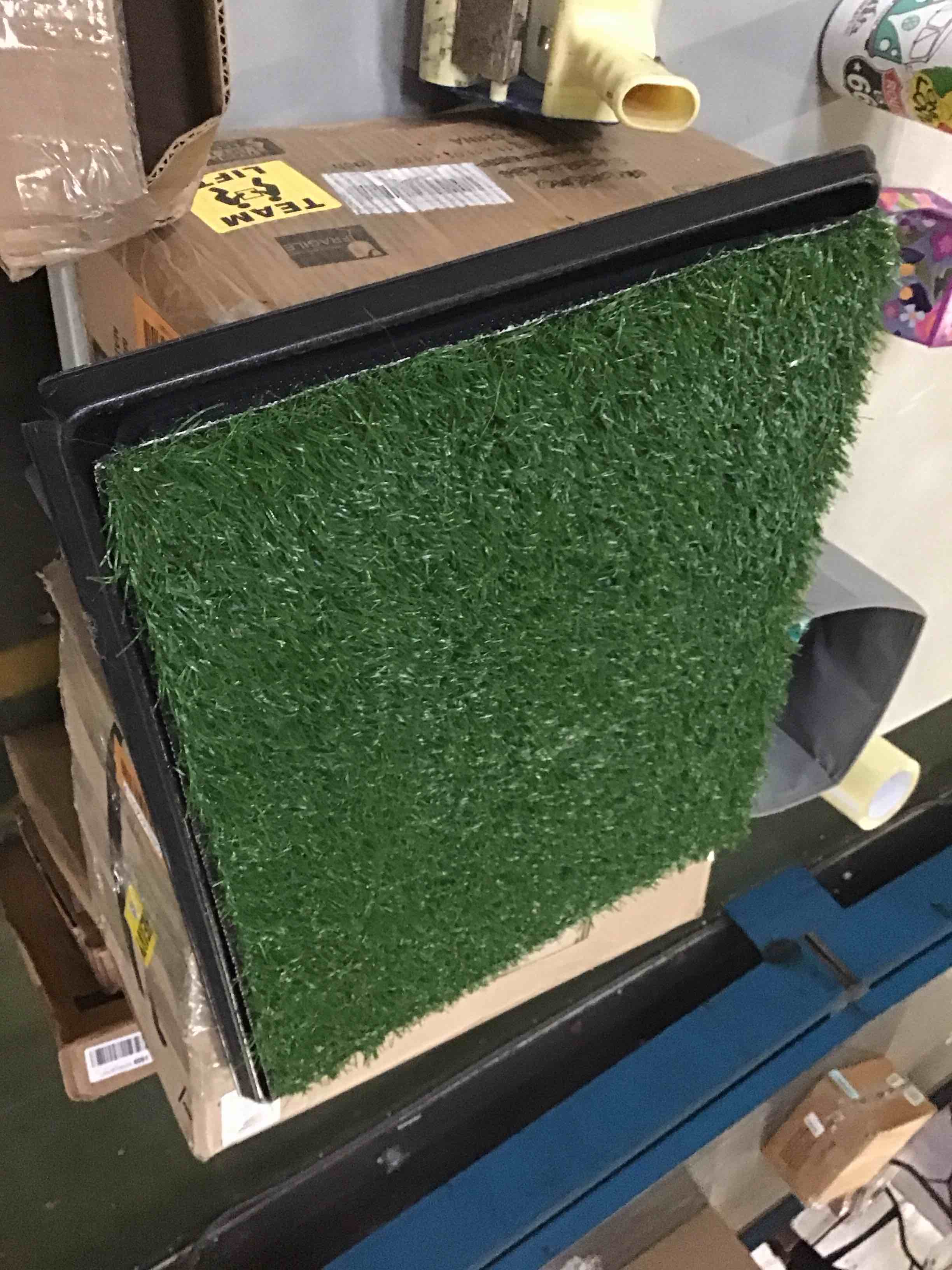 dog training pan with fake grass 