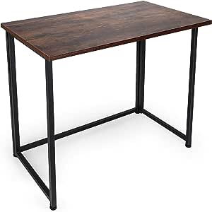 ErgoDesign Folding Computer Desk for Small Spaces, Simple Space-Saving Home Office Desk, Foldable Computer Table, Laptop Table, Writing Desk, Compact Study Reading Table (Rustic Brown)