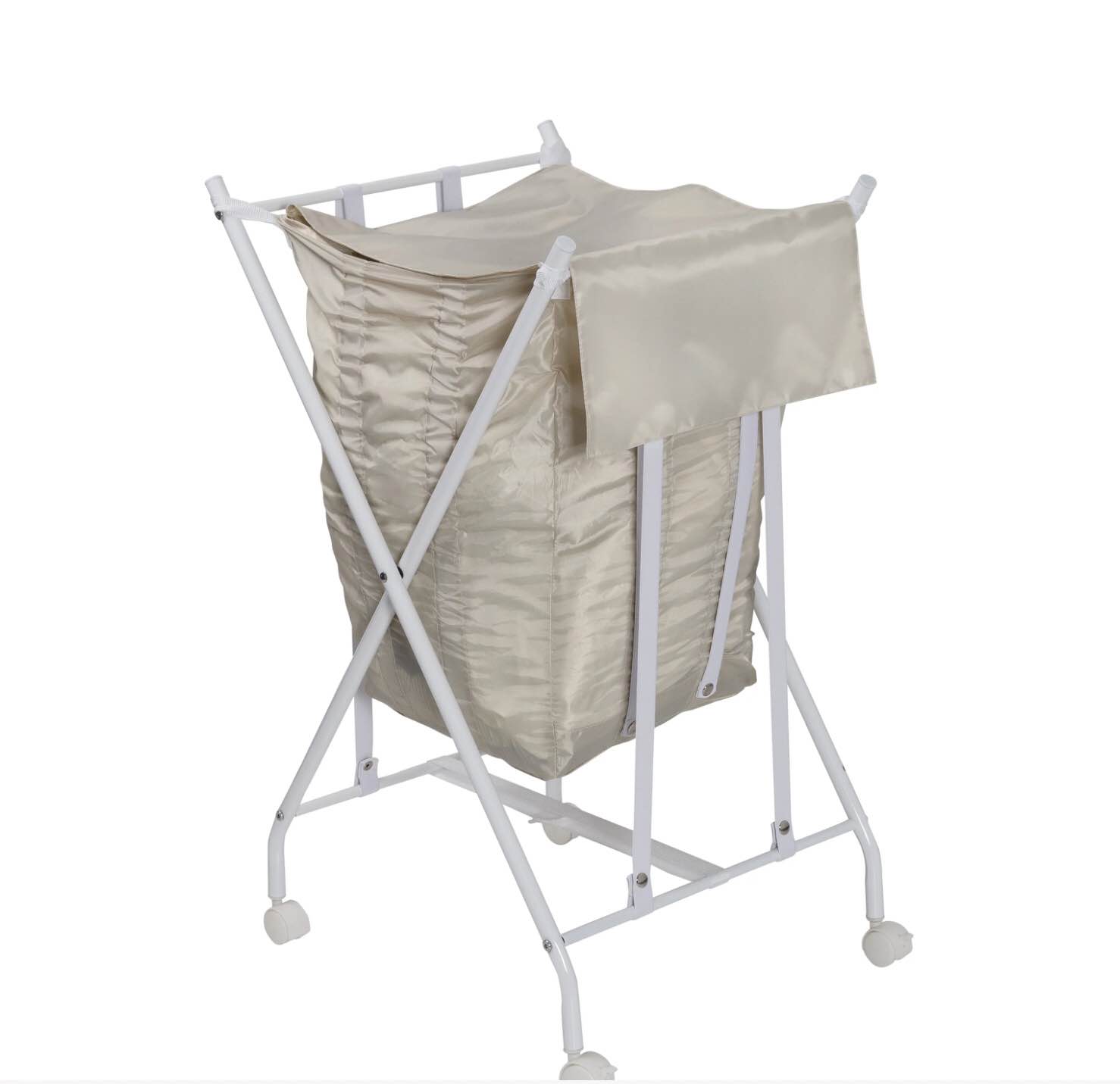 Honey-Can-Do Single Bounce Back Hamper - No Bend Laundry Basket with Wheels and Lid, Blue 