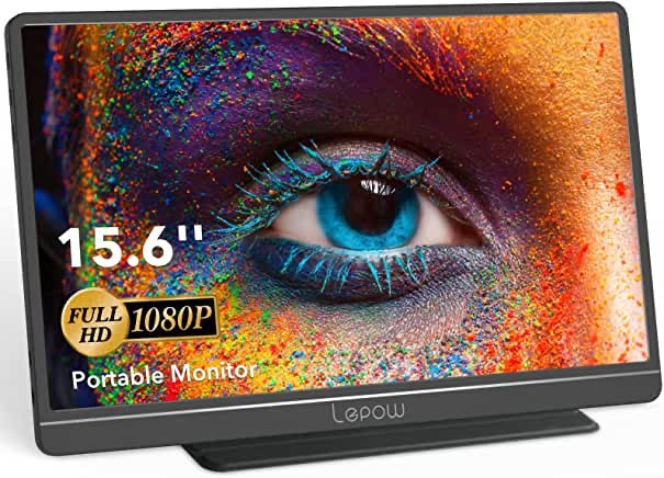Lepow Portable Monitor Latest Z1-Gamut 15.6" 1080P FHD Computer Display, 106% sRGB IPS Second Screen with Dual Speakers, Smart Cover, Full Function Port for Type-C HDMI Laptop PC Phone Xbox Switch