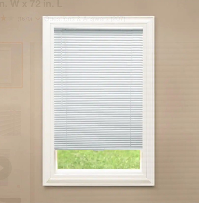 Hampton Bay White Cordless Blackout 1 in. Vinyl Mini Blind for Window or Door - 23 in. W x 72 in. L