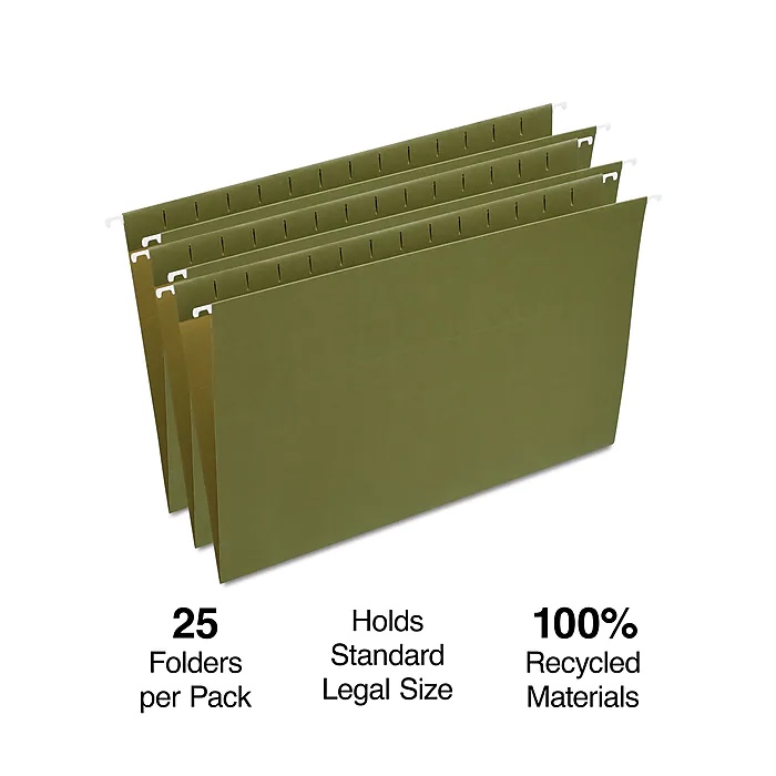 Staples Hanging File Folder, Legal Size 25 Ct 