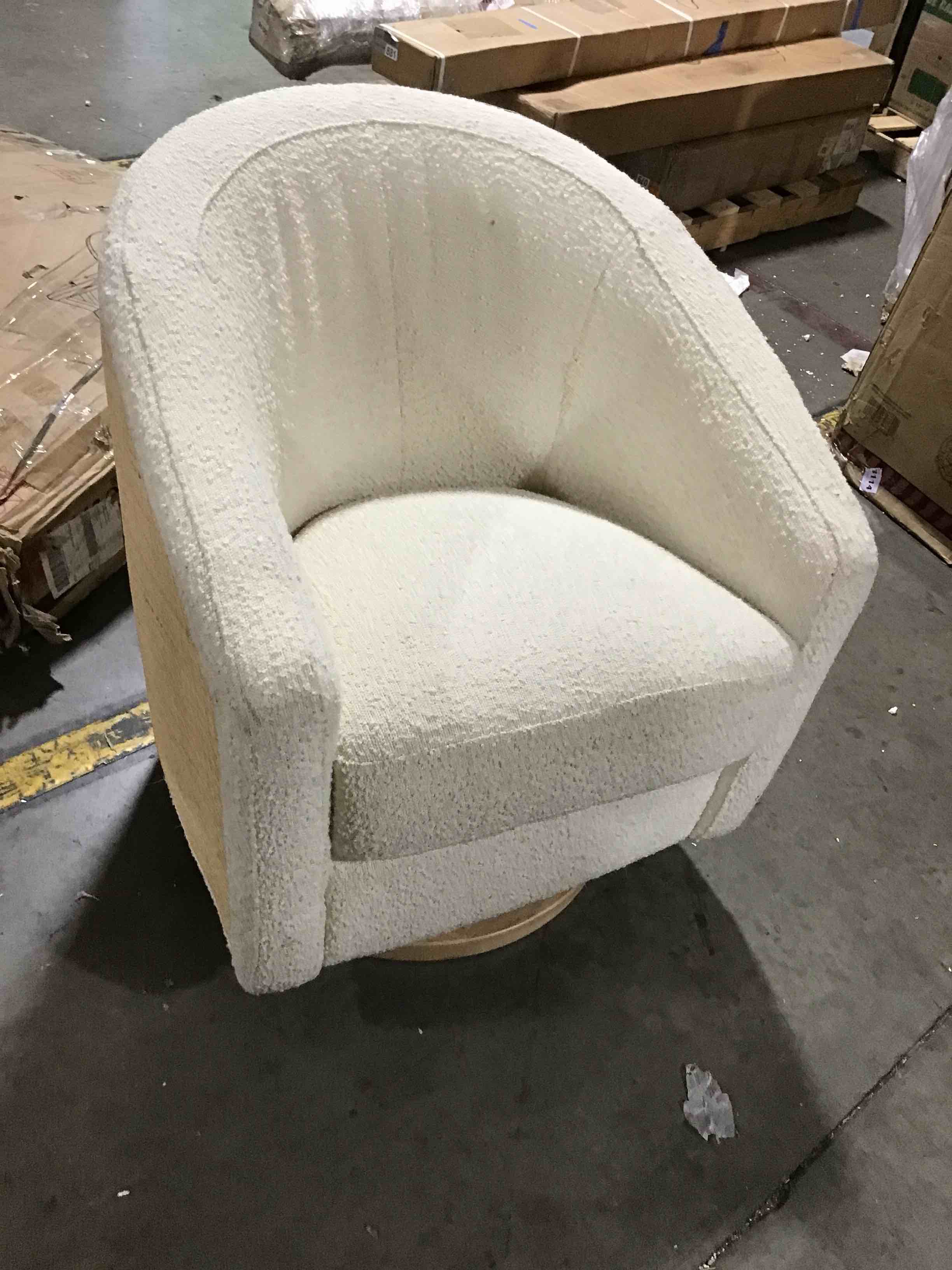 babyletto Madison Swivel Glider in Ivory Boucle and Cane Back with Light Wood Base, Greenguard Gold and CertiPUR-US Certified