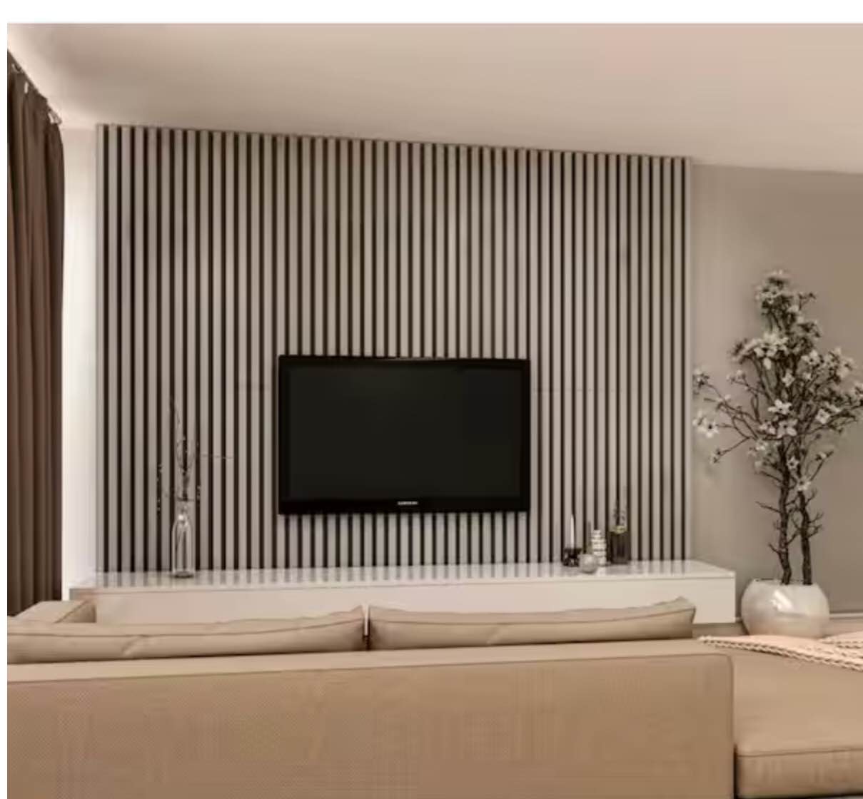 G150-1218-92B 94.5 in. x 4.8 in. x 0.5 in. Acoustic Vinyl Wall Cladding Siding Board in Metasequoia Grey Color (Set of 4-Piece)