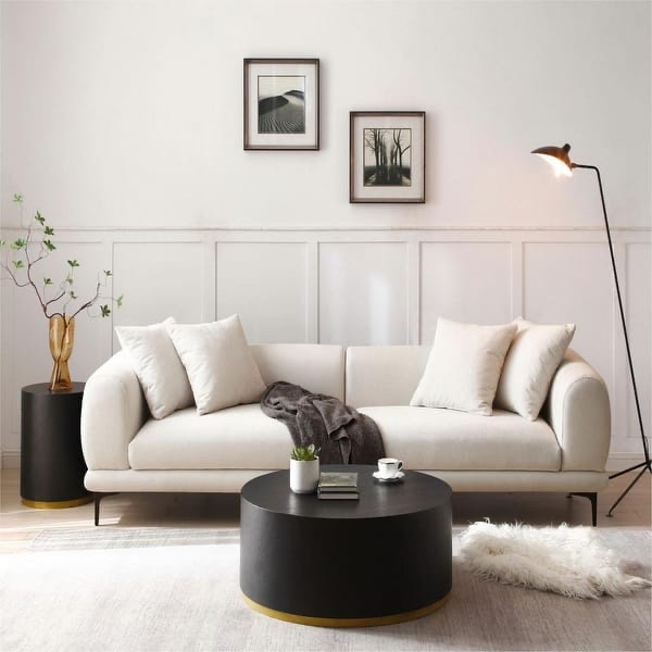 108.3in Upholstered Blue White 4-Seater Modern Fabric Sofa Couch (Incomplete box 1/2)