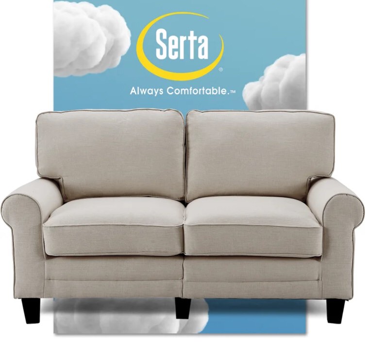 Serta Copenhagen Modern Sofa 61" Loveseat Couch with Pillowed Back Cushions and Rounded Arms