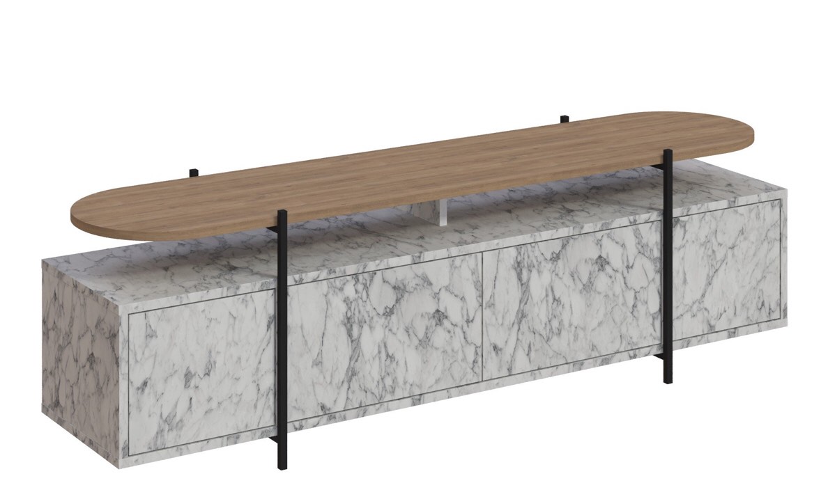 HANLEY TV STAND - CARRARA - OAK (Incomplete Box 1/2)