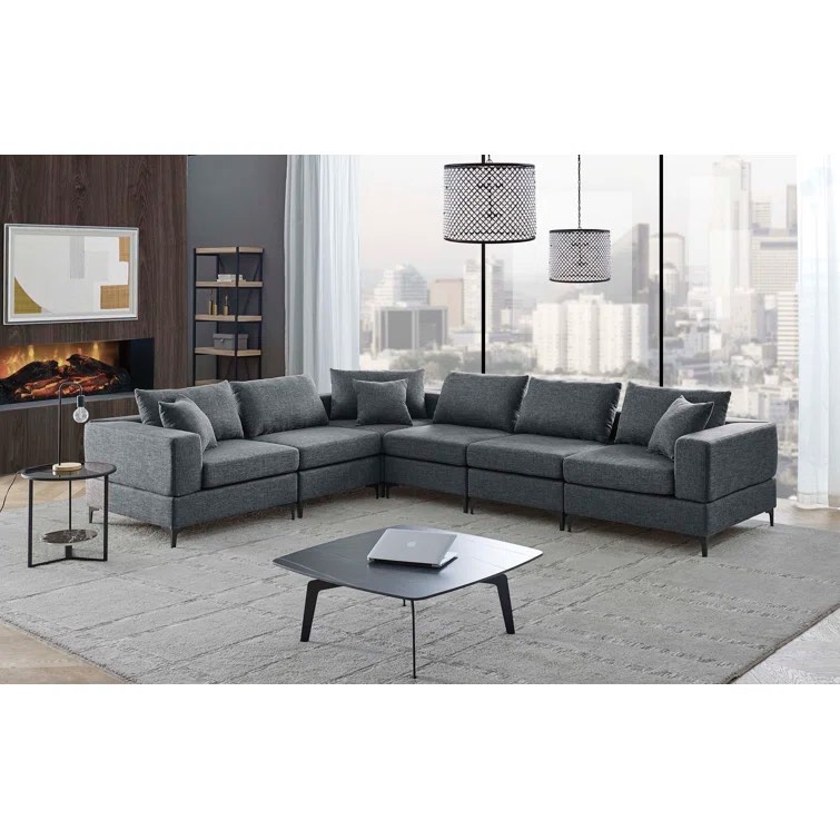 6 - Piece Upholstered Sectional (Incomplete-armless chair only)