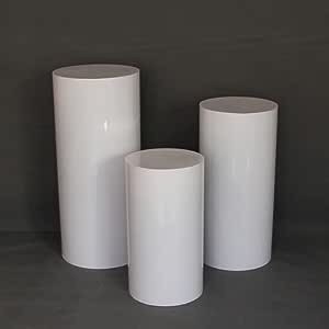 Set of 3 White Round Pedestal Plinth Risers (similar to stock)