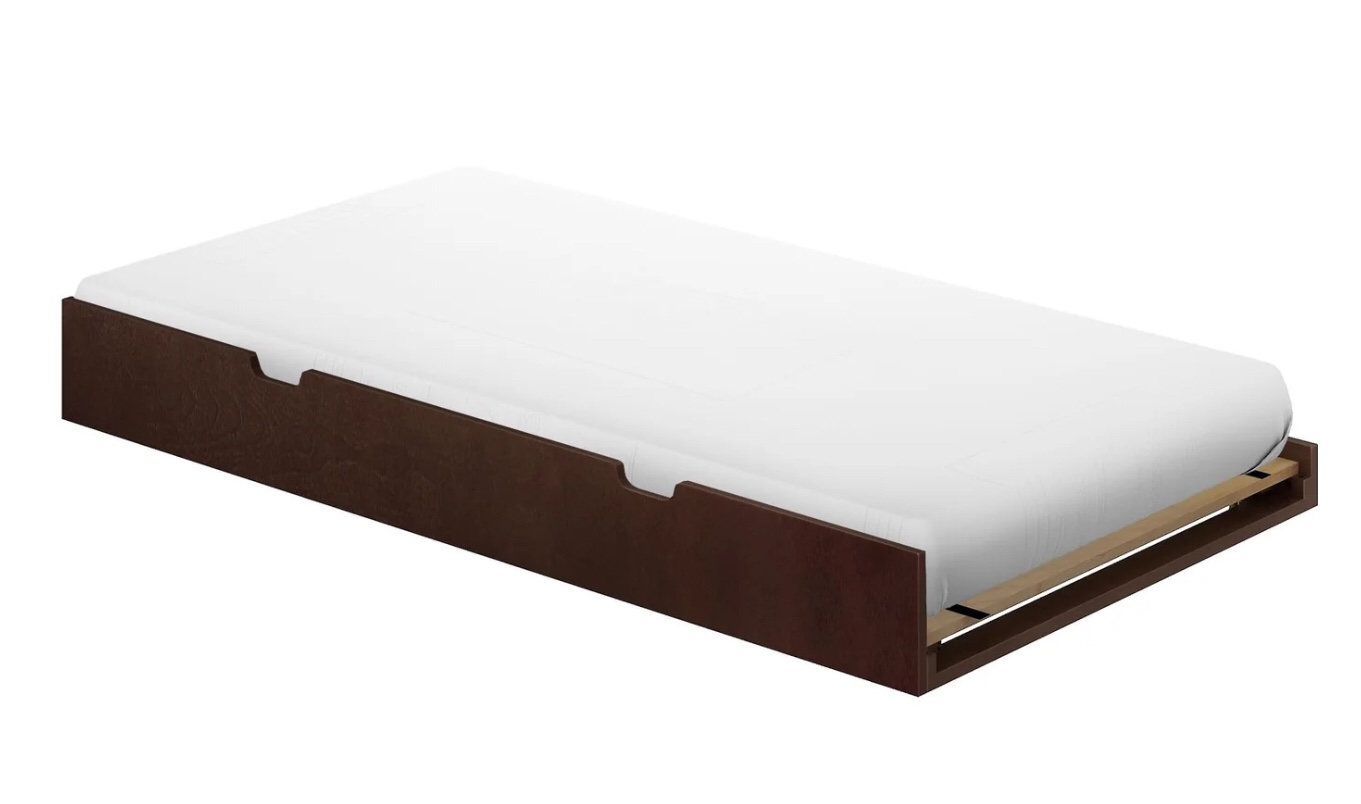 TRUNDLE BED W/ 7 PCS SLAT ROLL AND RUBBER CASTORS