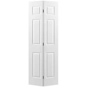 Paneled Manufactured Wood Hollow Primed Textured 6-Panel Bi-fold Door
