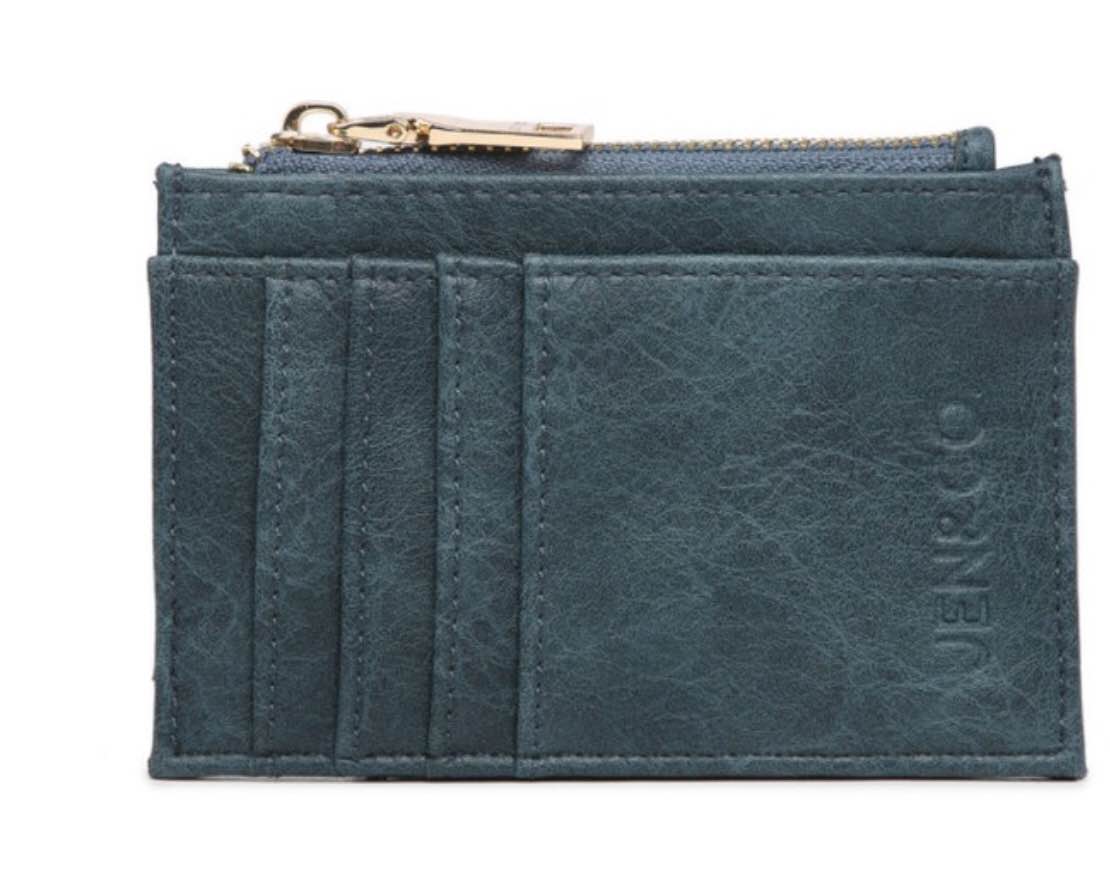 JEN & CO. Card Holder Wallet Zipper Wallet - Slim Wallet Sia Printed Card Holder Wallet- Deep Teal