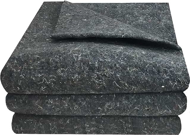 Uboxes 3 Pack Grey Textile Moving Blankets 54 x 72 Excellent Professional Quality Pad, Green