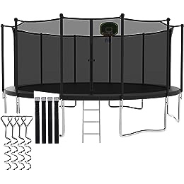 Evedy Trampoline for Adults,16FT Trampoline with Basketball Hoop,Rebounder Trampoline Outdoor Trampoline for Kids,with Safety Enclosure Outdoor Backyards Trampolines with Non-Slip Ladder (incomplete, box 3 of 3 only)
