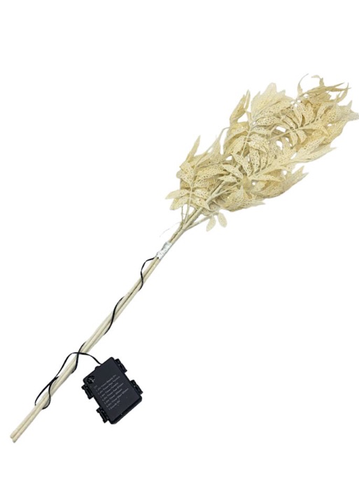Bethlehem Lights Lit Leaf Sprig, White (36”)