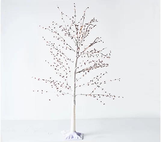 Indoor/Outdoor 5' Illuminated Twinkling Pip Berry Tree by Valerie