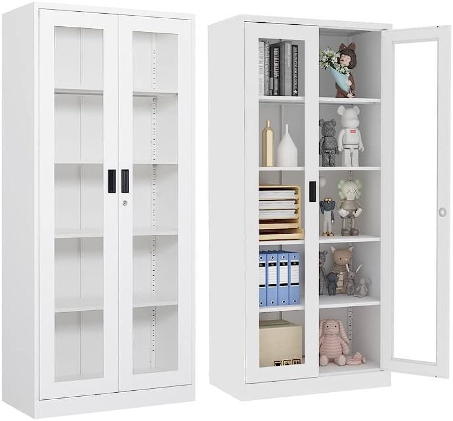 Curio Cabinet Glass Display Cabinet, 42”, White