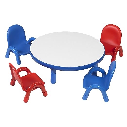 angeles baseline toddler 36” round table top, blue trim