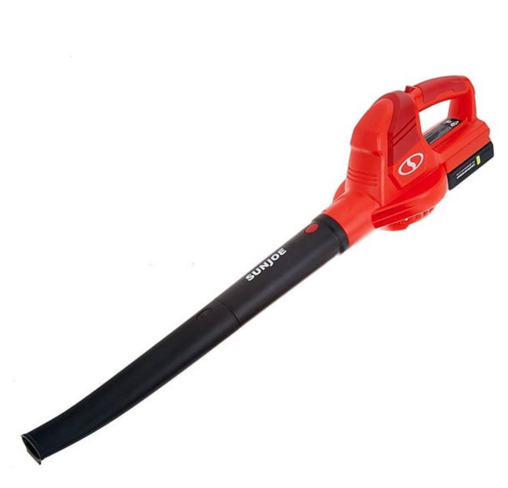 Sun Joe 20VIONLT-BLW 20 Volt Max Cordless Blower & Sweeper - 2.5 Amp Battery and Charger, Red