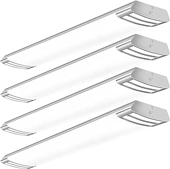 AntLux 4FT LED Flush Mount Puff Lights, 40W 4500LM Linear Light, 4000K Neutral White, 4 Foot Integrated LED Wraparound Ceiling Lighting Fixtures for Kitchen Laundry, Fluorescent Replacement, 4 Pack