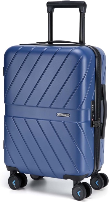 BAGSMART Carry On Luggage 22x14x9 Airline Approved, 1OO% PC Lightweight Carry On Hardside Suitcase, 20 Inch Hard Shell Luggage with Spinner Wheels, Waterproof Rolling Suitcase for Men and Women, Blue