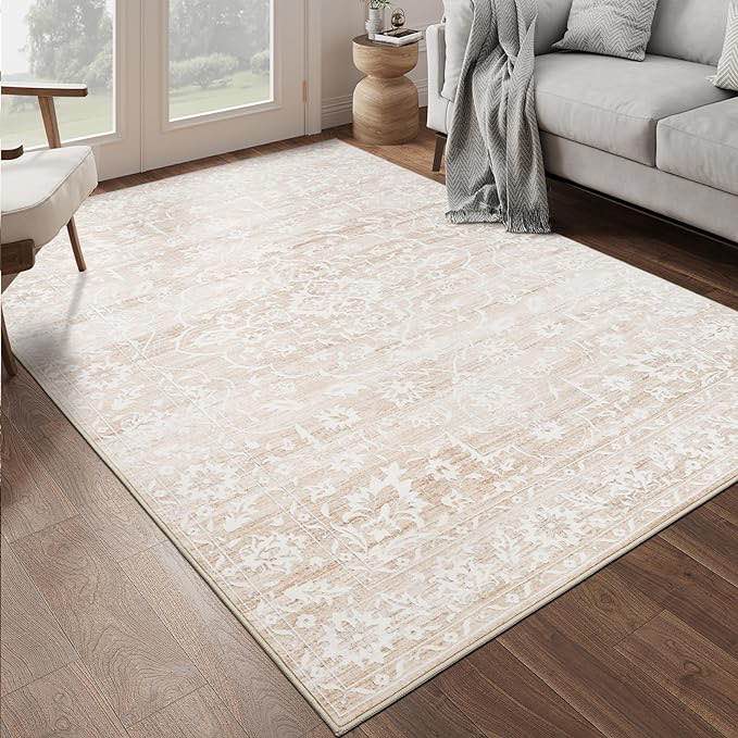 Soalmost 6x9 Area Rugs for Living Room  Beige and Cream