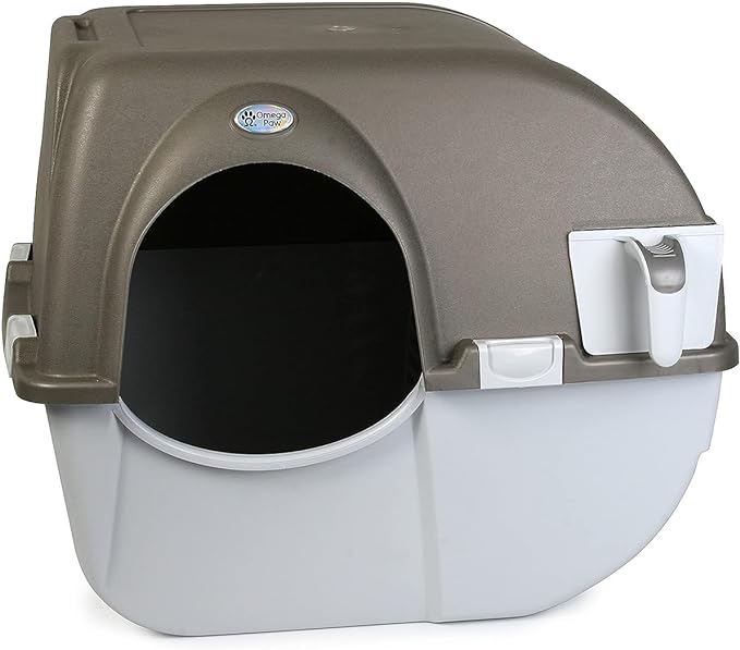 Omega Paw Roll 'n Clean Self Cleaning Litter Box Regular Size Generation 5, Grey (NRA15-V5.0) for Cats up to 12 lbs