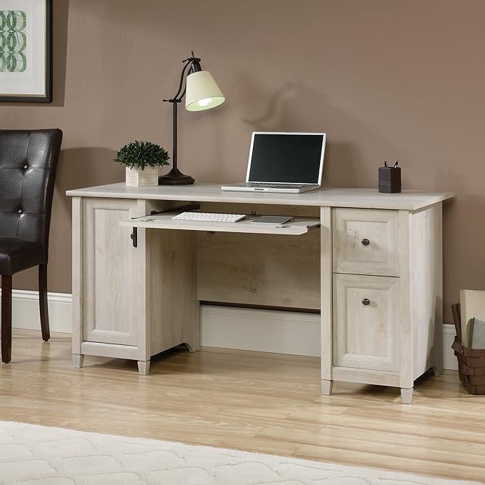 Sauder Edge Water Computer Desk, L: 59.06" x W: 23.23" x H: 29.02", Chalked Chestnut