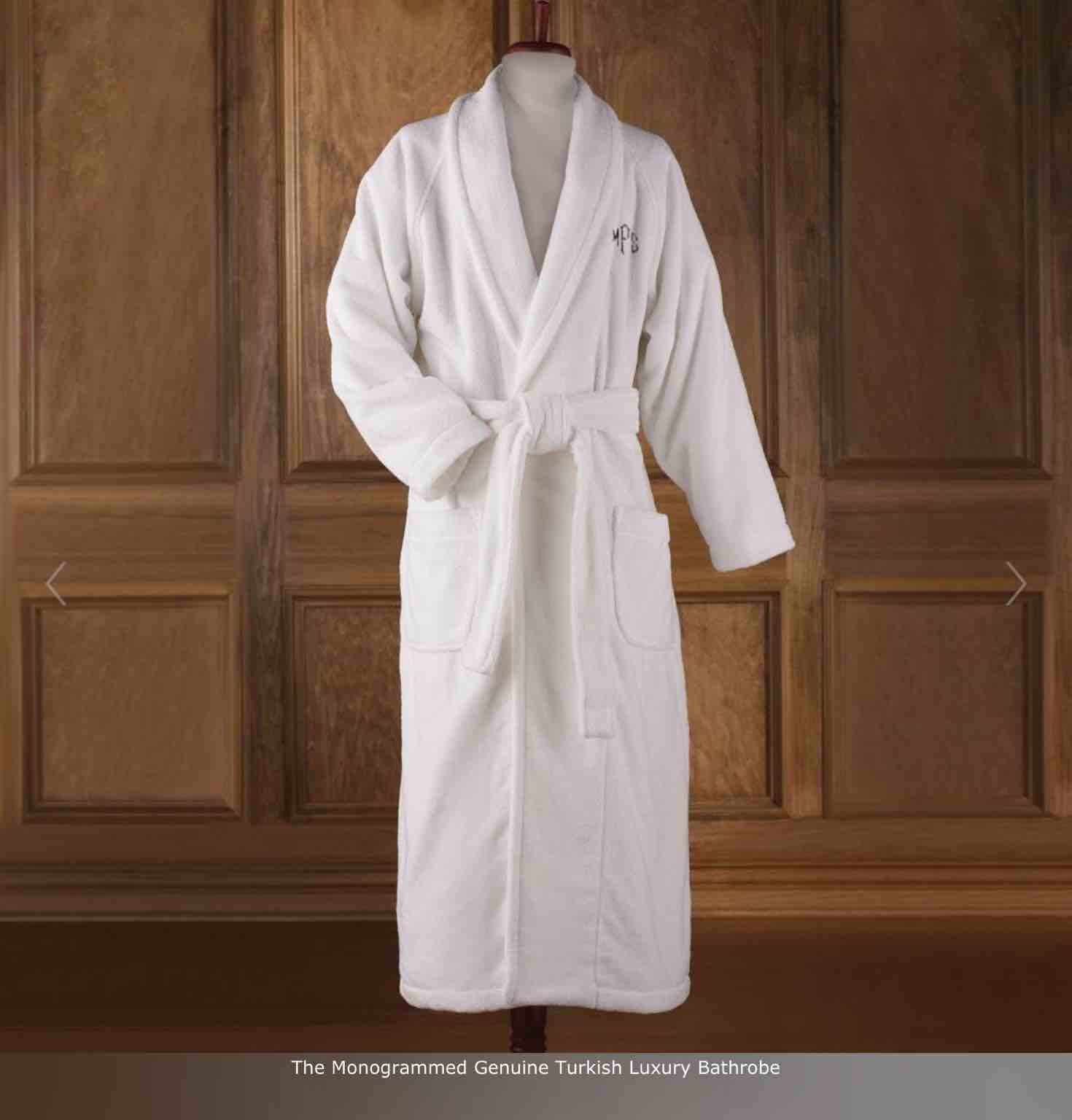 The Monogrammed Hammacher Schlemmer Genuine Turkish Cotton Luxury Bathrobe (White)