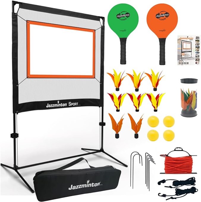 Jazzminton Sport - Indoor & Outdoor, No Boundaries - Similar to Pickleball, Badminton and Tennis with A Whole New Spin On It - Fun Games for Kids & Adults
