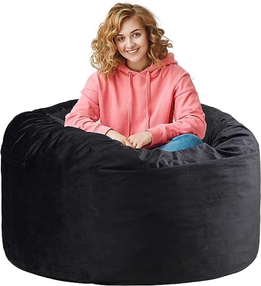 Posh Beanbags Bean Bag Chair, X-Large-48in, Solid Black