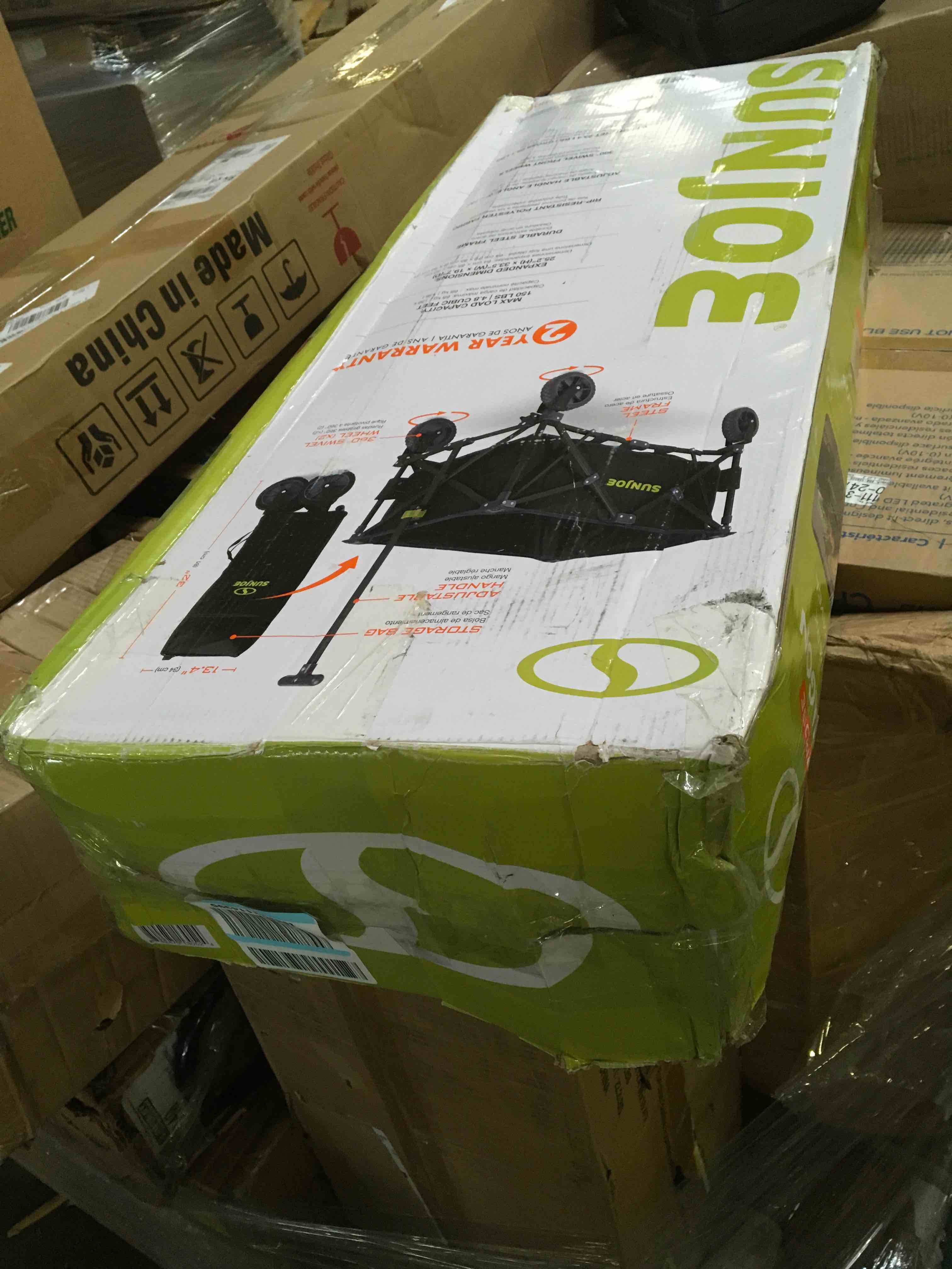 Sun Joe SJ-HDFC1 Heavy-Duty Metal Framed Garden Utility Wagon, w/Swivel Front Wheels & Adjustable Handle, Collapsible Design for Easy Storage and Portability, 150 Lbs Load Capacity, Black