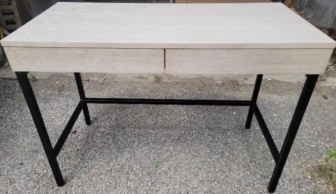 Landing Lift B Writing Desk, 2-Drawer Fully Welded, White Walnut
