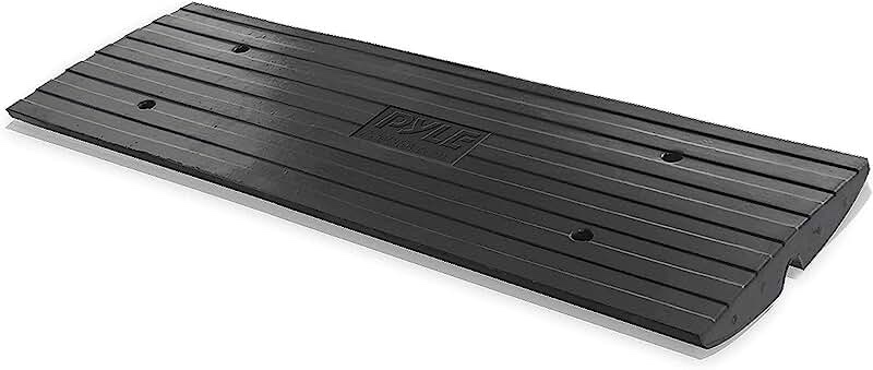 Car Driveway Curbside Bridge Ramp - Heavy Duty Rubber Threshold Curb Ramp, Used for Loading Dock, Garage, Sidewalk, Truck, Scooter, Bike, Motorcycle, Wheelchair Mobility, Other Vehicle - Pyle