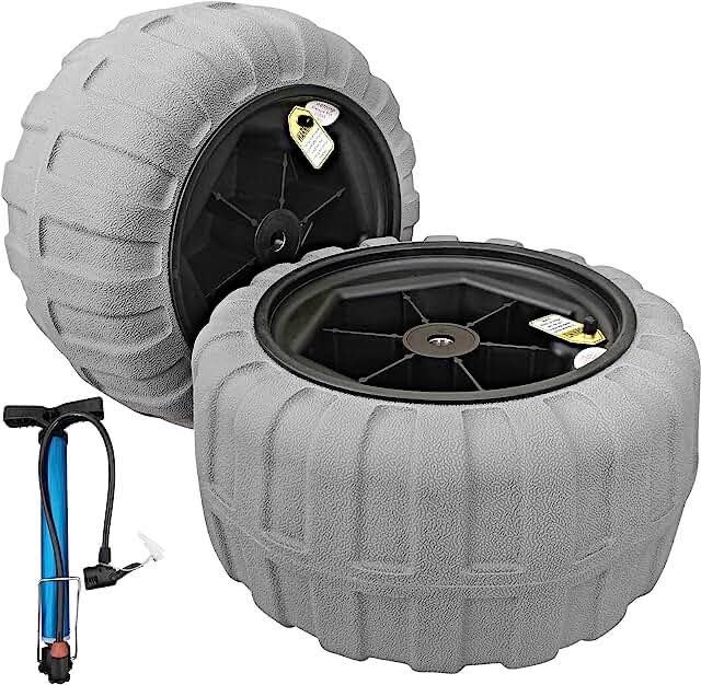 VEVOR Beach Balloon Wheels, 15.7" Replacement Sand Tires, TPU Cart Tires for Kayak Dolly, Canoe Cart and Buggy w/Free Air Pump, 2-Pack