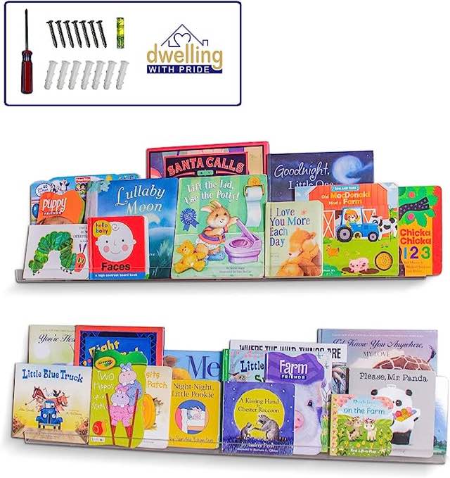 Acrylic Shelf 36 Inch (2Pack) - Book Shelves, Spice Rack & Floating Display for Toys and Photos - Acrylic Wall Shelf for Makeup and Cosmetic Product - Clear Floating Shelves for Books & Magazines