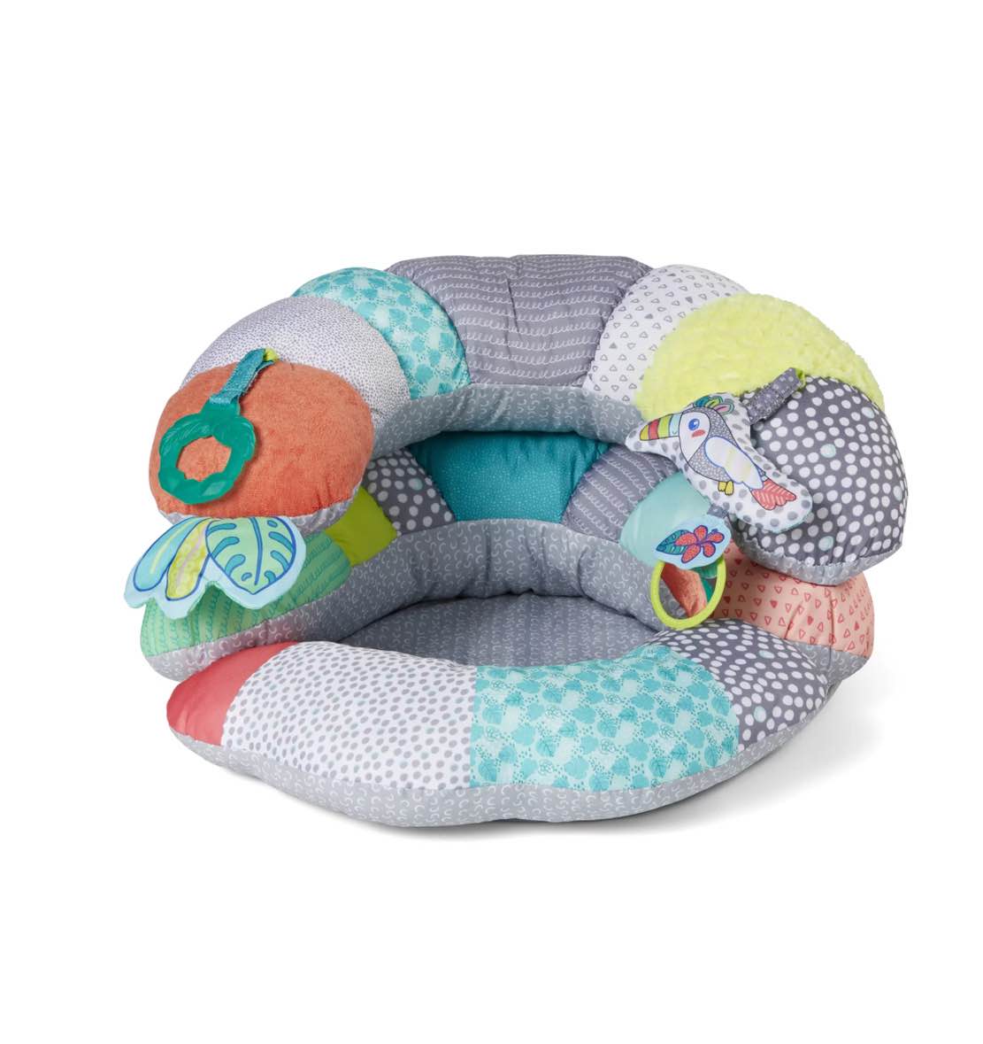Infantino 2-in-1 Tummy Time & Seated Support - Pillow Support for Newborns and Older Babies, with Detachable Support Pillow and Toys, for Development of Strong Head and Neck Muscles