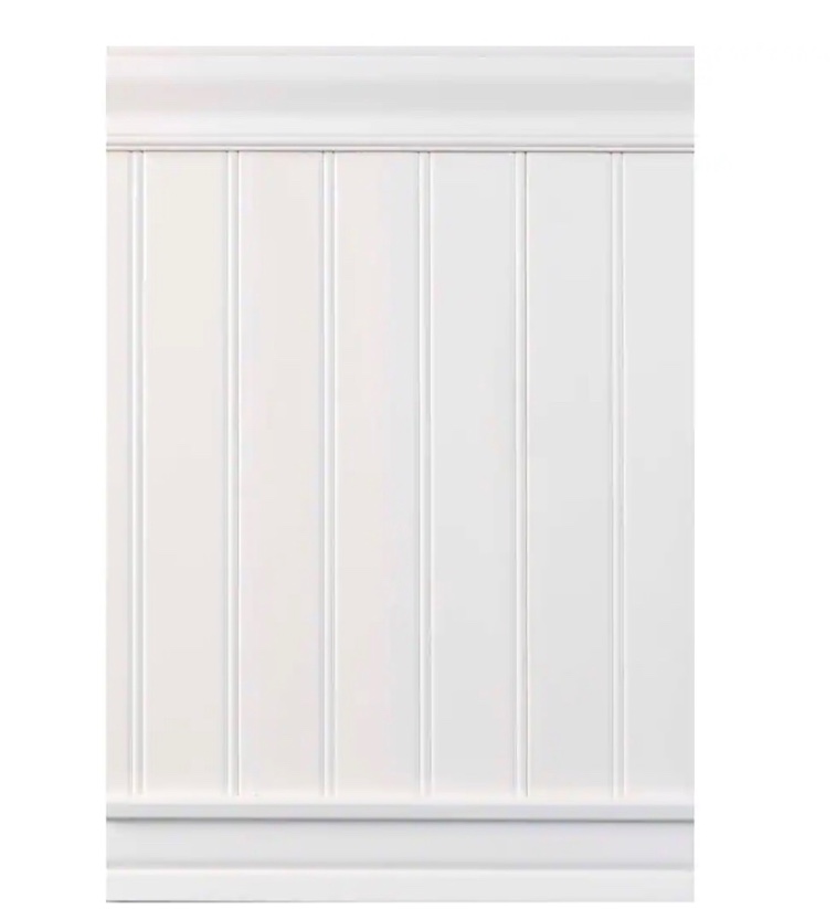 Everbilt  1/4 in. D x 7-1/4 in. W x 96 in. L Glue-On Tongue and Groove White PVC Wainscoting Panel
