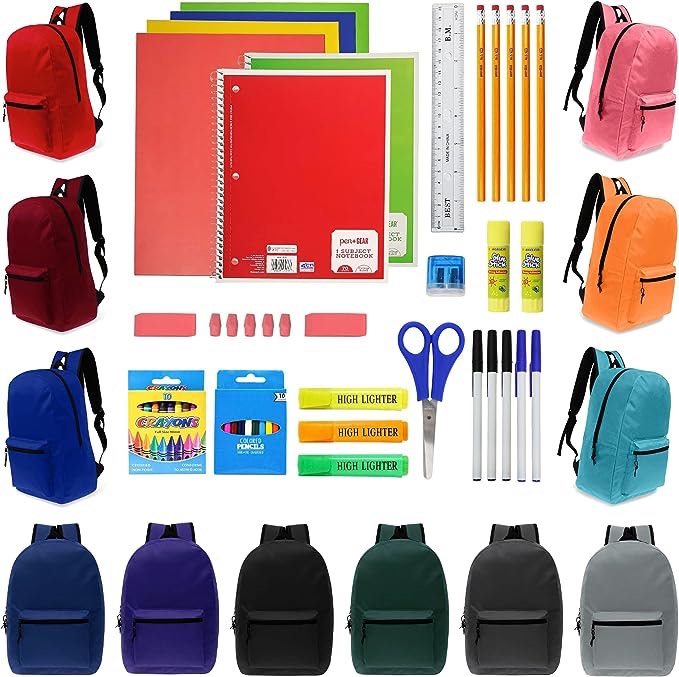 prekoop 50 set school backpack pink bag 15” with Accessories 