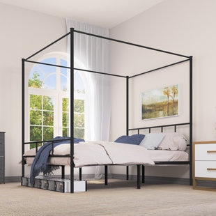 Metal Headboard and Footboard with Canopy and Mattress Frame