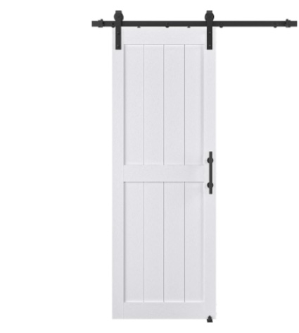Paneled Solid Manufactured Wood Barn Door with Installation Hardware Kit