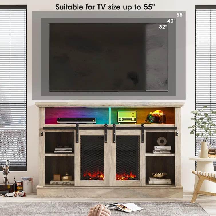 Greison 47.2'' W Storage Credenza with Electric Fireplace Included INCOMPLETE ( fireplace only)