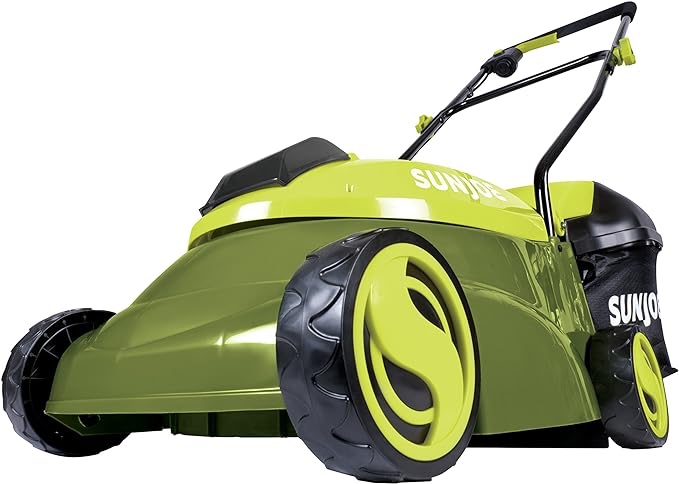 Sun Joe MJ401C-XR 14-Inch 28-Volt 5-Amp Cordless Lawn Mower w/Brushless Motor, 10.6-Gallon Detachable Collection Bag, Lightweight, Green