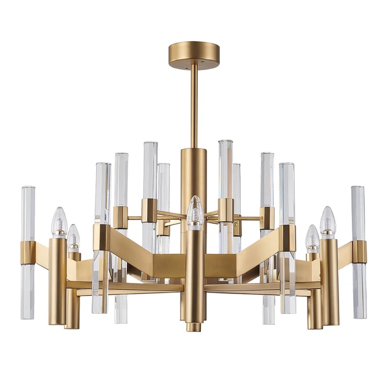 Zonia 6 - Light Sputnik Modern Linear Chandelier with Crystal Accents