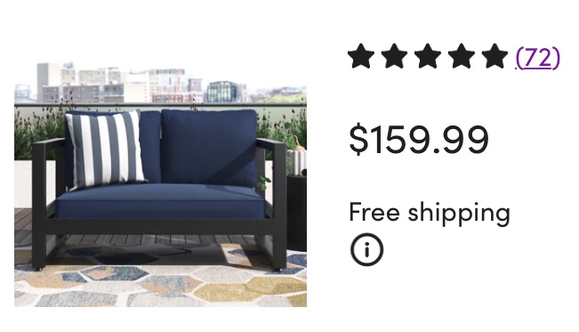Arome Outdoor Loveseat 5" Cushion