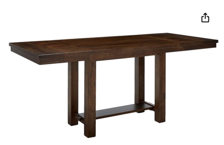 Signature Design by Ashley Moriville Rustic Farmhouse 36" Counter Height Dining Extension Table, Brown