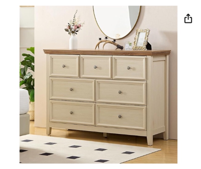 Dresser, Modern Dresser for Bedroom, 7 Chest Drawer Nightstand, Large Capacity Wood Cabinet for Bedroom, Living Room, Closets, Hallway (Beige) Visit the BLANKSPACE Store